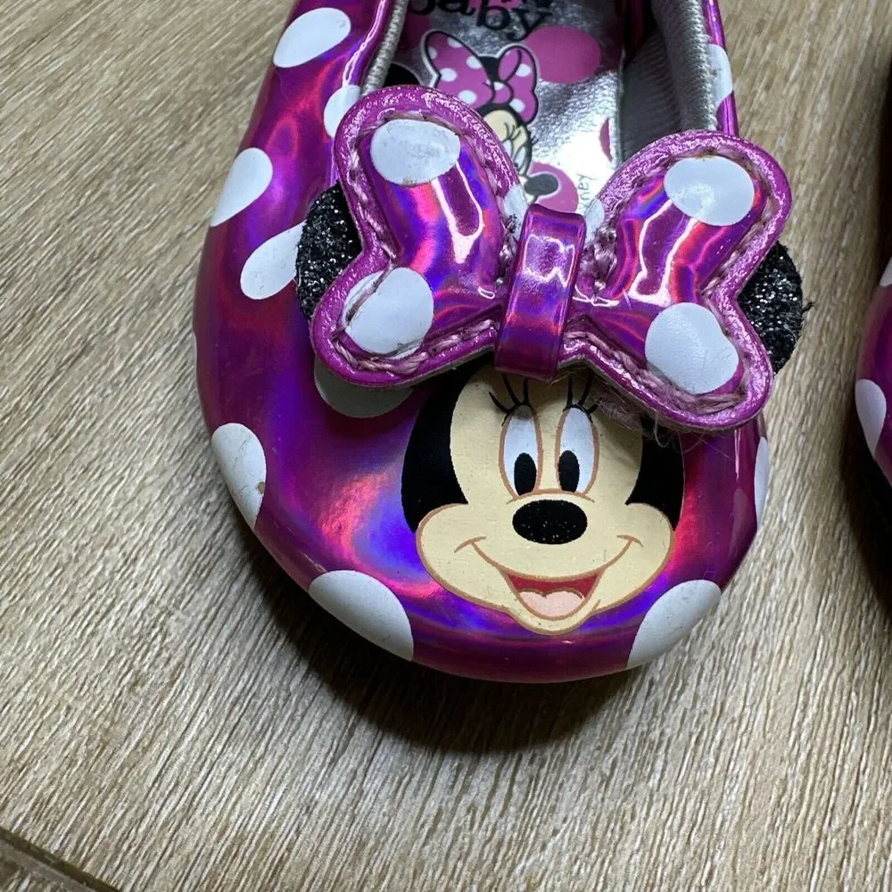 Disney Baby Minnie Mouse Shoes Slip On Strap Pink Size 3 Preowned‎